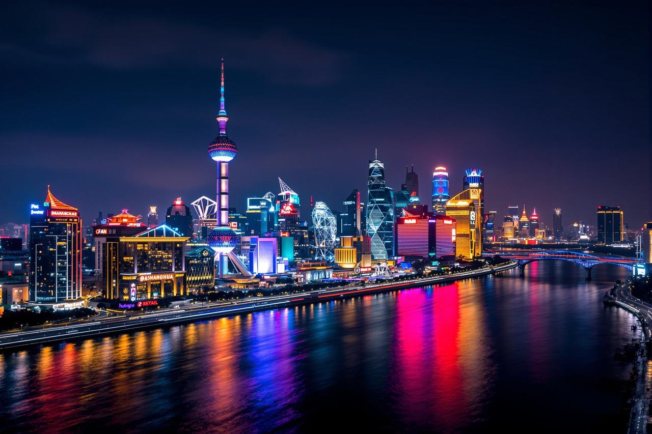 城市夜拍：霓虹下的上海
